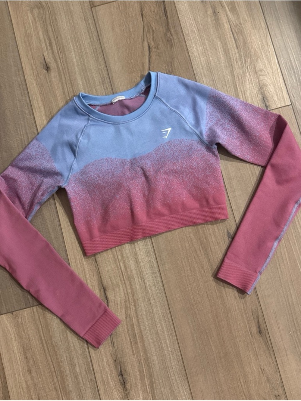 Gymshark Ombre Cropped Long-Sleeve Top - Pink & Light Blue